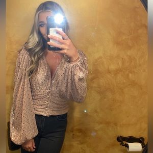 For Love And Lemons Pink Sequin Blouse